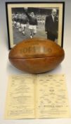 Rare 1960 Rugby League Challenge Cup Final Rugby Ball, photograph and a signed programme - Hull v