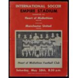 1960 Hearts v Manchester United Tour football programme in Vancouver, 28 May 1960, match