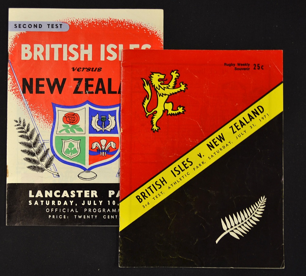 2x 1971 British Lions v New Zealand rugby programmes - for the 2nd and 3rd Test matches with Lions