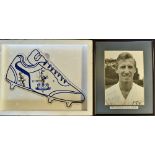 Signed Cliff Jones Photograph and Boot Wall Clock Tottenham Hotspur and Wales winger signed in