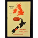 1950 British Lions v Canterbury rugby programme - played on 3rd June with the Lions winning 16-5 -