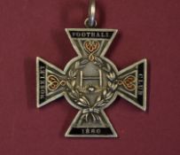 Interesting Moseley Rugby Football Club white metal and enamel medal - maltese cross inlaid to