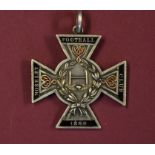 Interesting Moseley Rugby Football Club white metal and enamel medal - maltese cross inlaid to