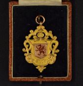 Rare 1911/12 Cardiff & District Rugby Union 9ct gold and enamel medal -with red enamel Welsh