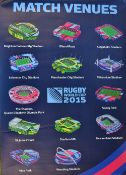 2x 2015 Rugby World Cup Official Venue Posters - one with all the Match Venue Stadiums incl