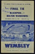 1953 FA Cup final football programme Blackpool v Bolton Wanderers at Wembley 'The Matthews Final',