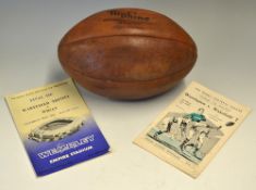 Rare 1963 Rugby League Challenge Cup Final signed Rugby Ball, photograph and a signed programme -