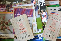 Collection of 1950s onwards International football programmes with a good content of Wales homes,