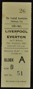 Scarce 1949/50 Liverpool v Everton Football Match Ticket Stub FA Cup SF dated 25 March 1950 at Maine