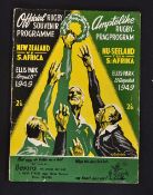 Scarce 1949 South Africa v New Zealand All Blacks rugby programme - test match played at Ellis