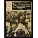 1969 South Africa v Australia souvenir rugby souvenir publication - issued for the 1st test match