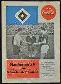 1959/1960 Hamburg v Manchester United friendly match programme dated 12 August 1959 (Bill Foulkes on