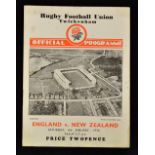 1936 Historic England v New Zealand rugby programme - single folded card with some slight