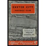 1960/1961 Football League Cup match programme Exeter City v Manchester United 1st match for each