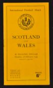 1949 Scotland v Wales rugby programme-played at Murrayfield on Saturday 5th-some slight staple rust,