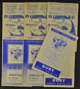 Selection of Bury FC home football programmes to include 1949/1950 Swansea Town, Sheffield Utd,