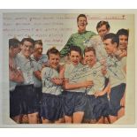 1961 FAC Tottenham Hotspur Signed Print a newspaper cutting signed in ink to the front by