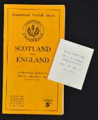 1939 Scotland v England rugby programme last game played before the outbreak of World War II - c/w a