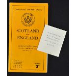 1939 Scotland v England rugby programme last game played before the outbreak of World War II - c/w a