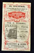 Rare and early 1911 Leicester vs Glasgow University rugby programme played on Wednesday 27th