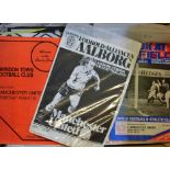 Manchester Utd away football programmes from 1970's onwards including friendly matches, some