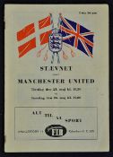 1957 Tour match Copenhagen XI v Manchester United match programme, covers two matches 21 May and