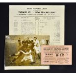 1945 England v New Zealand Army (Kiwis) rugby programme, ticket and photograph - played at