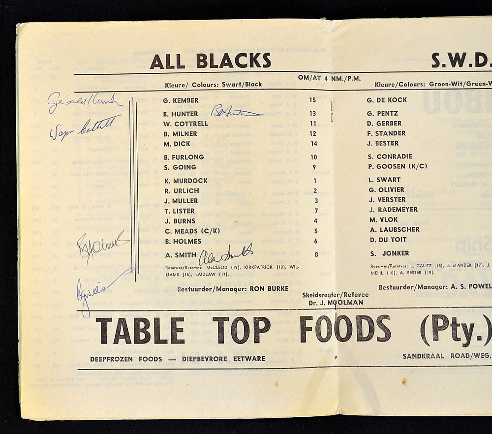 1979 South West Districts (S.A)v New Zealand All Blacks signed rugby programme - signed to the - Image 2 of 2