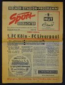 1964/1965 Cologne v Liverpool European Cup 'Beobachter' newspaper edition Fair, punch holed.