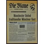 1961 Bayern Munich v Manchester United tour football programme in Munich 9 August 1961, Die Blaue