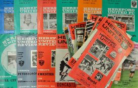 Selection of 1970s onwards Hereford United programmes most are homes with some aways 1970s