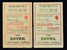 2x 1946 Wales War Time Victory rugby programmes to include v England and v Ireland both played at