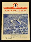 1948 England v Wales rugby programme-played at Twickenham on Saturday 17th of January single