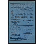 1962/1963 Lancashire Cup Chester v Manchester United at Sealand Road dated 28 November 1962. Good.