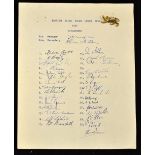 1962 British and Irish Lions rugby tour to South Africa official signed team sheet and rare