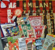 Assorted Football Pennants and Manchester United Programmes includes a selection of Pennants,