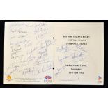 Magnificently multi-signed 1992 New Zealand Rugby Union Centennial Dinner Menu - large near-mint 4pp