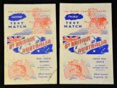 2x 1956 Great Britain v Australia Rugby League programmes to incl 2nd Test played at Odsal and 3rd