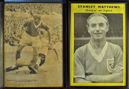 Stanley Matthews Signed Prints two separate magazine cut outs signed by Matthews, one profile and