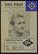 Tour match programme: Hamburg v Manchester United 1964/1965 dated 12 August. Fair-Good.