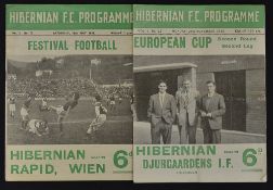 1950/51 Festival of Britain Hibernian v Rapid Wien football programme plus 1955/56 Hibernian v