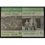1950/51 Festival of Britain Hibernian v Rapid Wien football programme plus 1955/56 Hibernian v