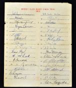 1955 Official British Isles (Lions) Rugby Union signed team sheet -signed by both the manager