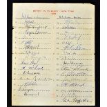 1955 Official British Isles (Lions) Rugby Union signed team sheet -signed by both the manager