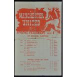 1944/1945 War Cup match Manchester United v Doncaster Rovers dated 28 April 1945 single sheet issue.