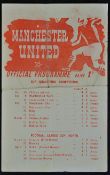 1944/1945 War Cup match Manchester United v Doncaster Rovers dated 28 April 1945 single sheet issue.