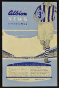 1954/1955 West Bromwich Albion Reserves v Manchester United Reserves football programme dated 5