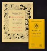 1929 Scotland (Champions) v England rugby programme and a gala dinner menu - held on Saturday 16th