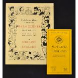 1929 Scotland (Champions) v England rugby programme and a gala dinner menu - held on Saturday 16th