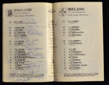 1980 England (Grand Slam) v Ireland signed rugby programme - signed to the team line up page by